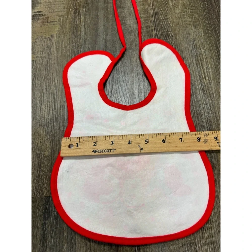 Vintage Sesame Street Elmo ABC Baby Bib Red White Jim Henson Terry Tie Closure